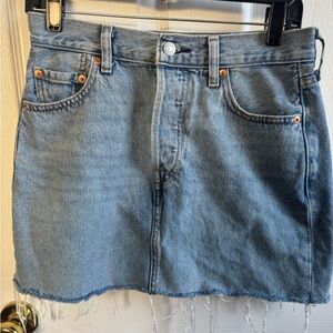 Levi's Icon Mini Skirt - Light Blue Denim with Raw Hem